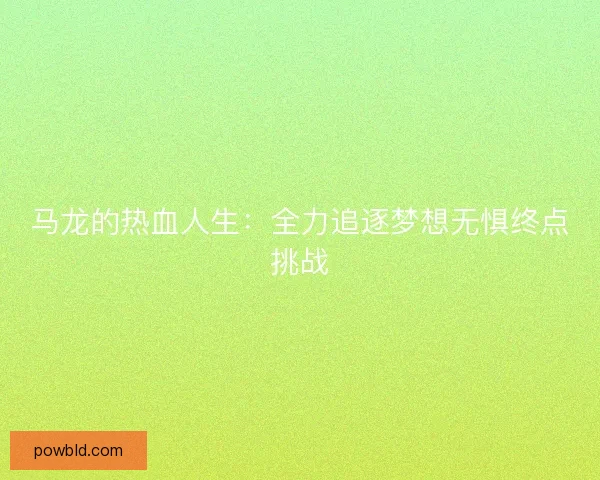 马龙的热血人生：全力追逐梦想无惧终点挑战